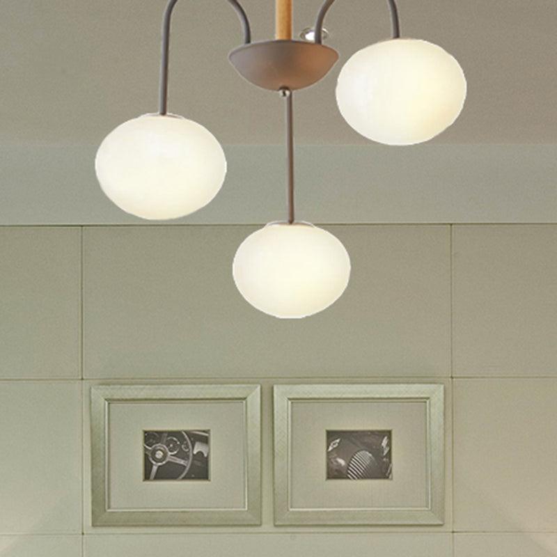 3/5 Lights Living Room Hanging Lamp with Pearl Glass Shade - Rebooters