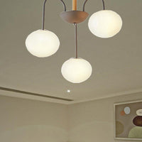 3/5 Lights Living Room Hanging Lamp with Pearl Glass Shade - Rebooters