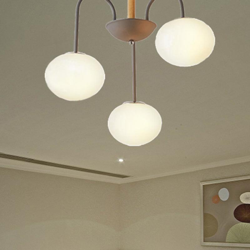 3/5 Lights Living Room Hanging Lamp with Pearl Glass Shade - Rebooters