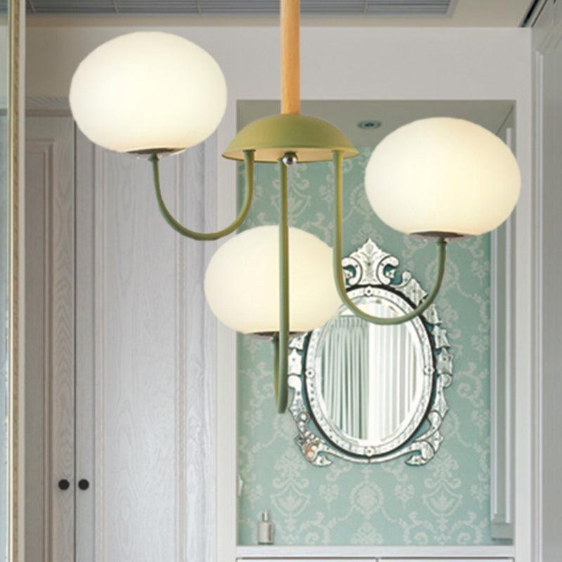 3/5 Lights Living Room Hanging Lamp with Pearl Glass Shade - Rebooters