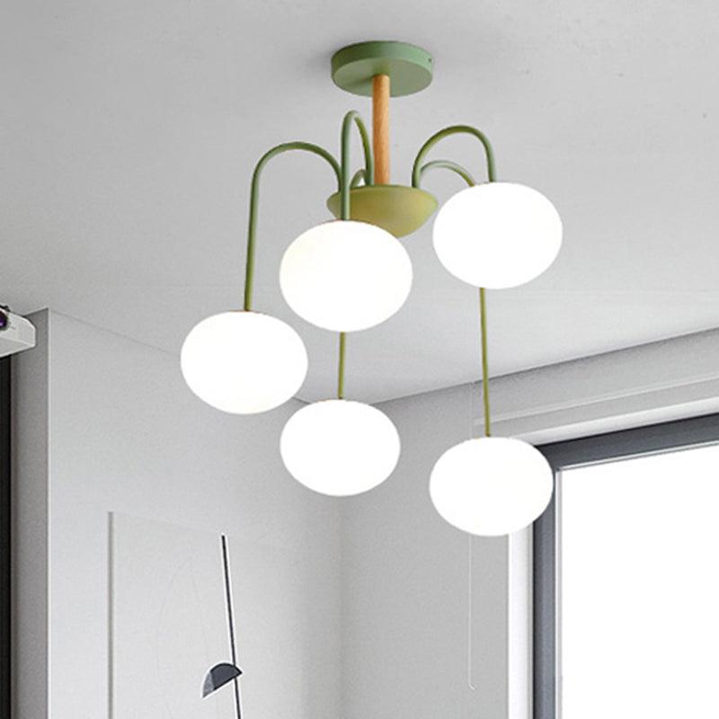 3/5 Lights Living Room Hanging Lamp with Pearl Glass Shade - Rebooters