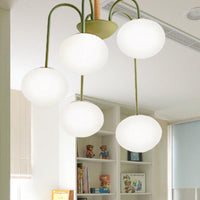 3/5 Lights Living Room Hanging Lamp with Pearl Glass Shade - Rebooters
