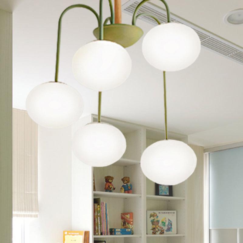 3/5 Lights Living Room Hanging Lamp with Pearl Glass Shade - Rebooters