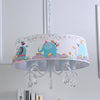 White Drum Pendant Light with Elephant Crystal 5 Lights Chandelier - Rebooters