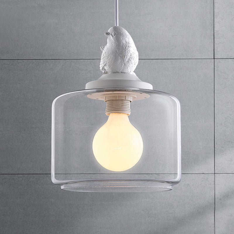 Transparent Glass Hanging Light with Bird One Light Modern - Rebooters