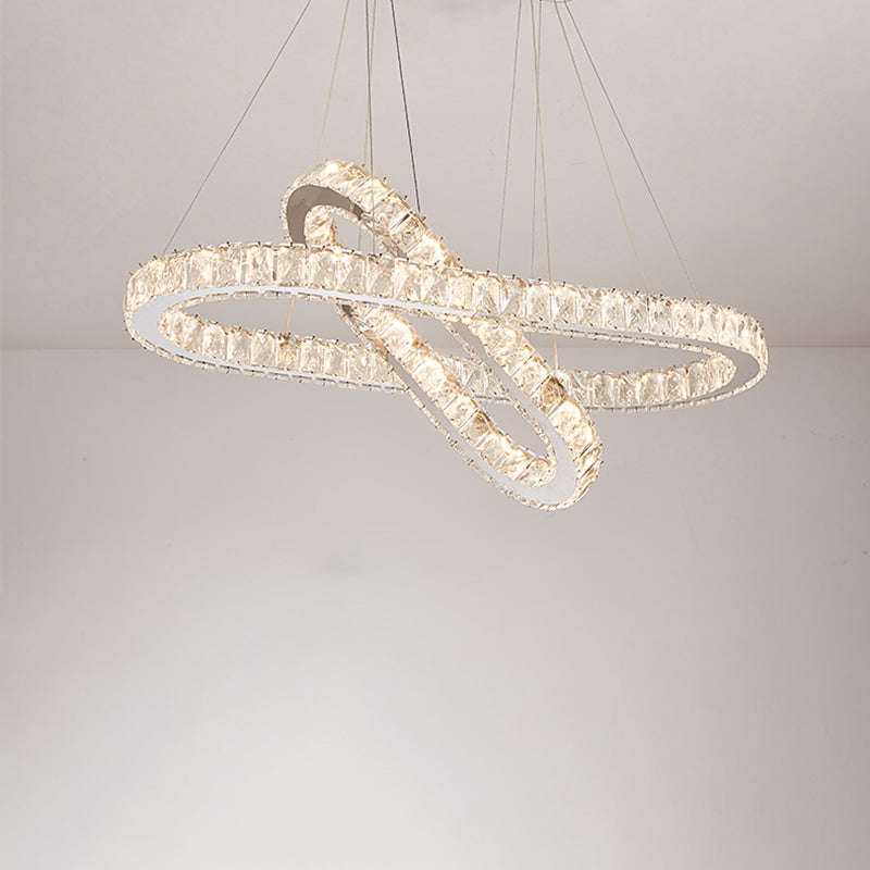 Minimalist Oblong LED Hanging Light Crystal Pendant Chrome - Rebooters