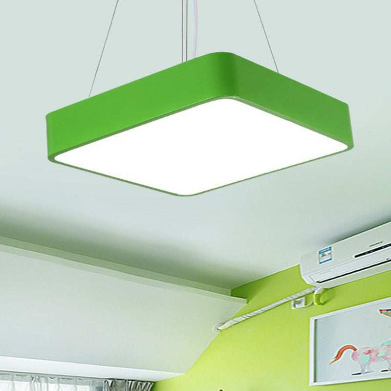 Simplicity Square LED Pendant Lamp Metal Green Chandelier - Rebooters