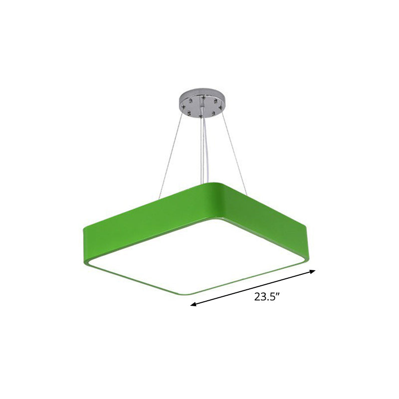 Simplicity Square LED Pendant Lamp Metal Green Chandelier - Rebooters