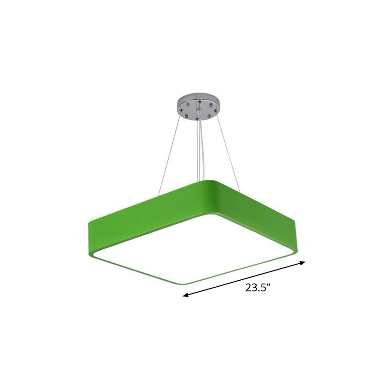 Simplicity Square LED Pendant Lamp Metal Green Chandelier - Rebooters