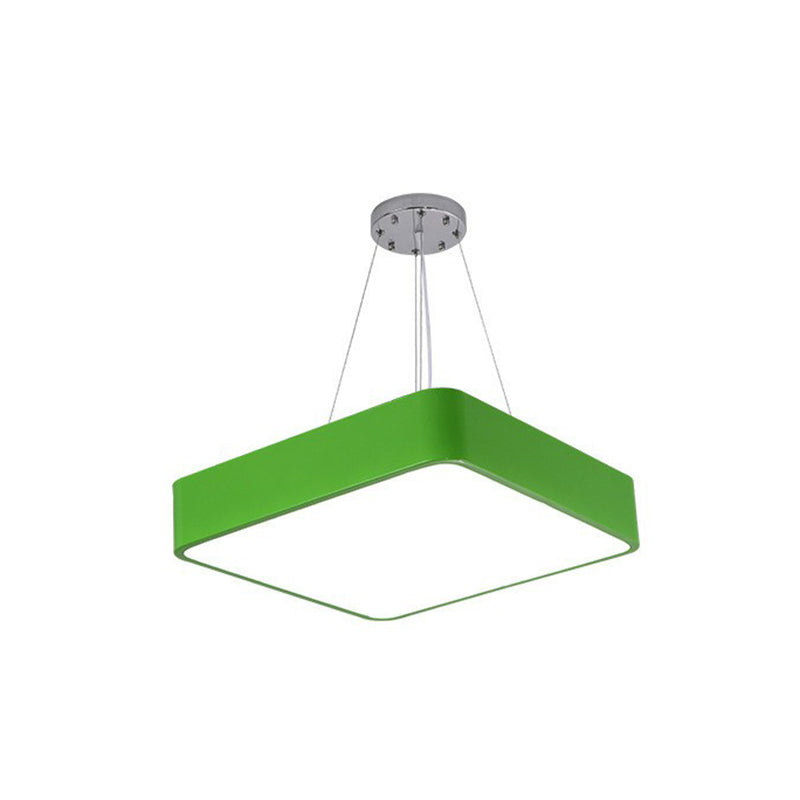 Simplicity Square LED Pendant Lamp Metal Green Chandelier - Rebooters