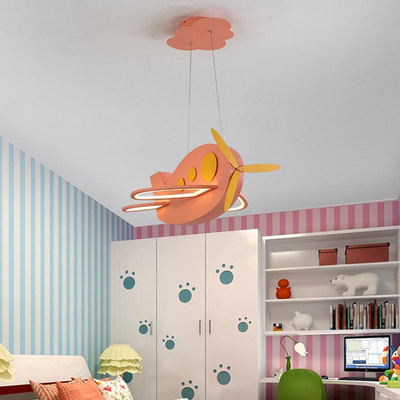 Airplane Shaped Baby Room Chandelier Metallic LED Cartoon Lamp - Rebooters