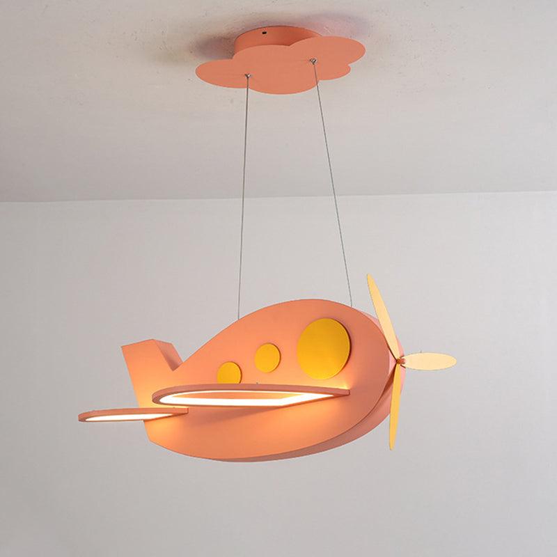 Airplane Shaped Baby Room Chandelier Metallic LED Cartoon Lamp - Rebooters