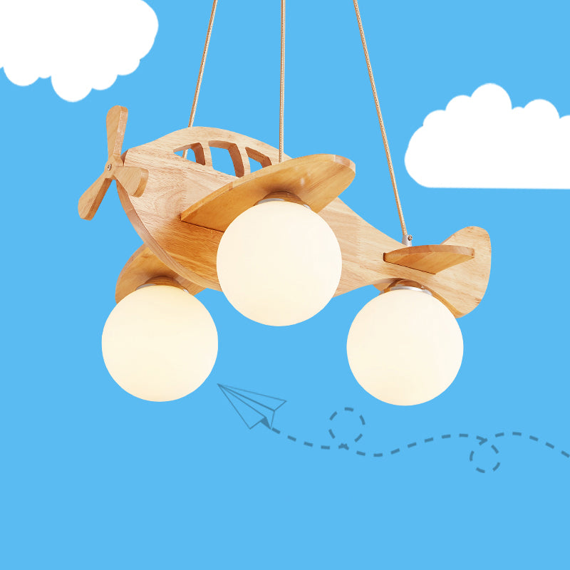 Cartoon 3-Light Chandelier Beige Helicopter Pendant Lighting - Rebooters