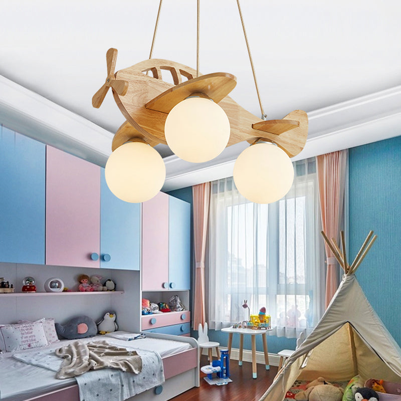 Cartoon 3-Light Chandelier Beige Helicopter Pendant Lighting - Rebooters