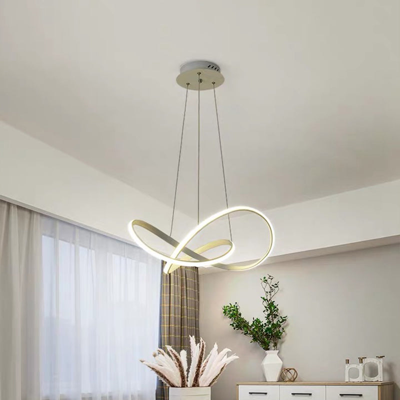 Decorative Cycle Chandelier Lighting Acrylic Dining Room LED Ceiling Pendant in White - Rebooters