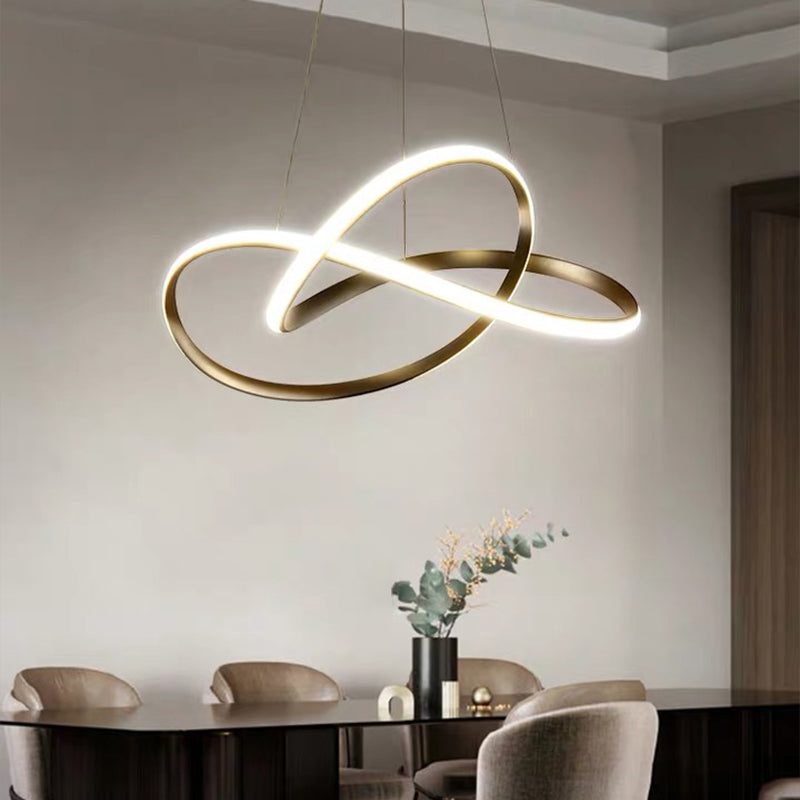 Decorative Cycle Chandelier Lighting Acrylic Dining Room LED Ceiling Pendant in White - Rebooters