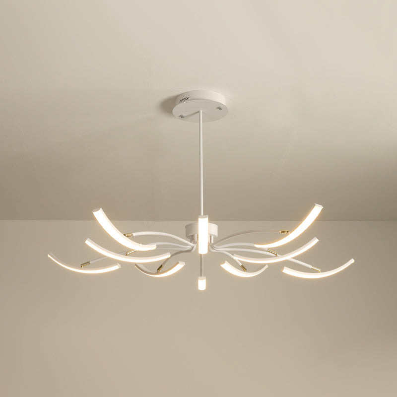 White Floral Chandelier Light Minimalistic Metal LED Lamp - Rebooters