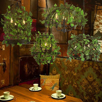 3-Light Iron Ceiling Chandelier Industrial Green Fake Plant - Rebooters