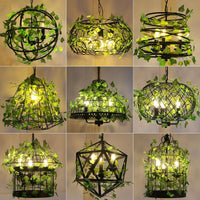 3-Light Iron Ceiling Chandelier Industrial Green Fake Plant - Rebooters