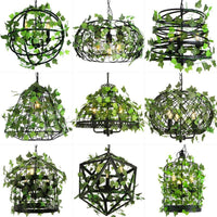 3-Light Iron Ceiling Chandelier Industrial Green Fake Plant - Rebooters
