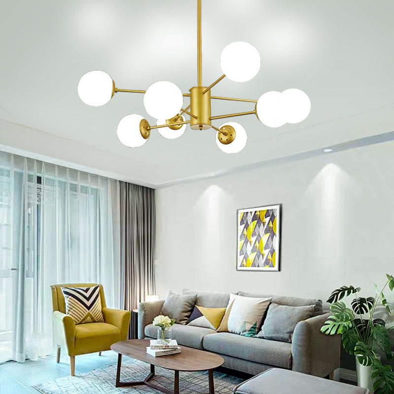 Frosted White Glass Ball Chandelier Postmodern Style Light - Rebooters