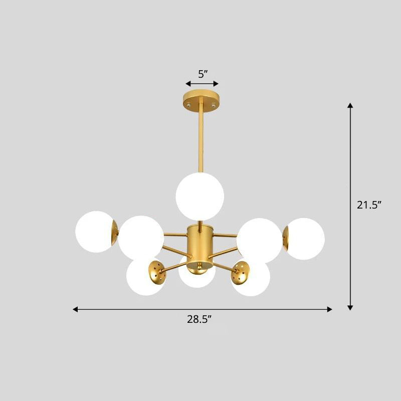 Frosted White Glass Ball Chandelier Postmodern Style Light - Rebooters