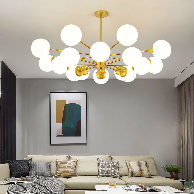 Frosted White Glass Ball Chandelier Postmodern Style Light - Rebooters