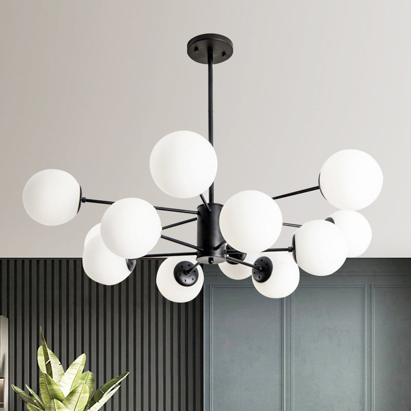 Frosted White Glass Ball Chandelier Postmodern Style Light - Rebooters