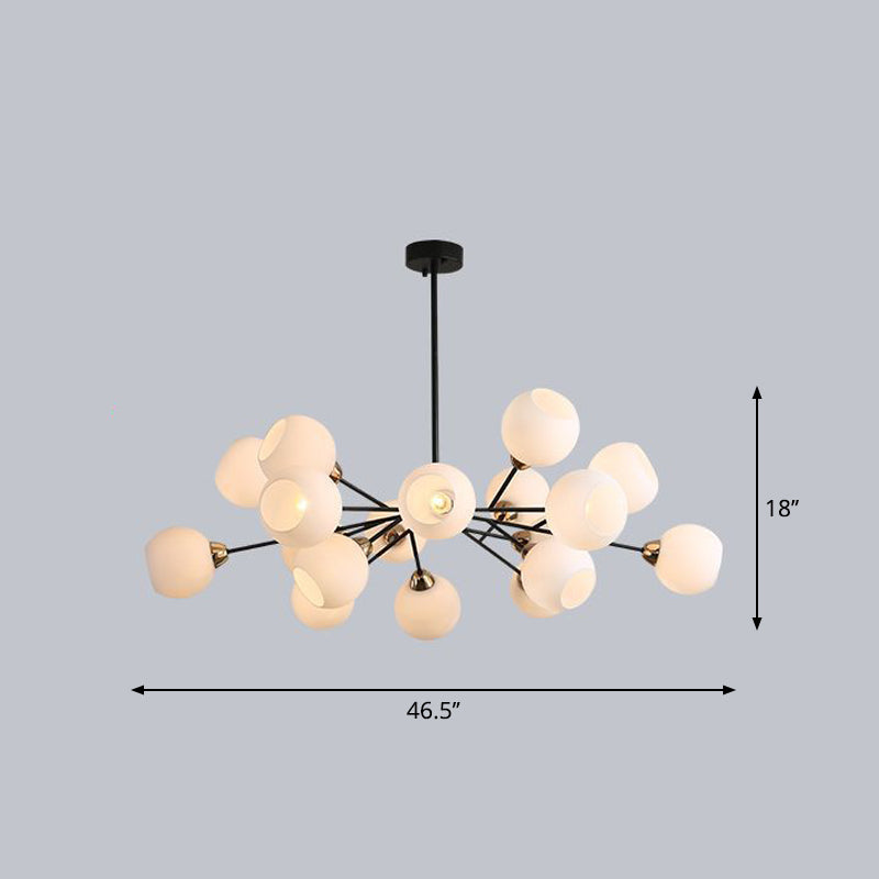 White Glass Sputnik Chandelier Light Contemporary Black Fixture - Rebooters