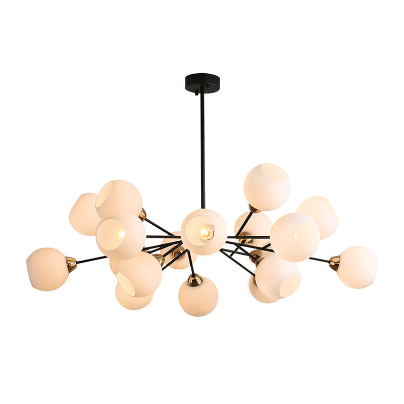 White Glass Sputnik Chandelier Light Contemporary Black Fixture - Rebooters