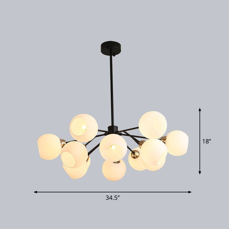 White Glass Sputnik Chandelier Light Contemporary Black Fixture - Rebooters