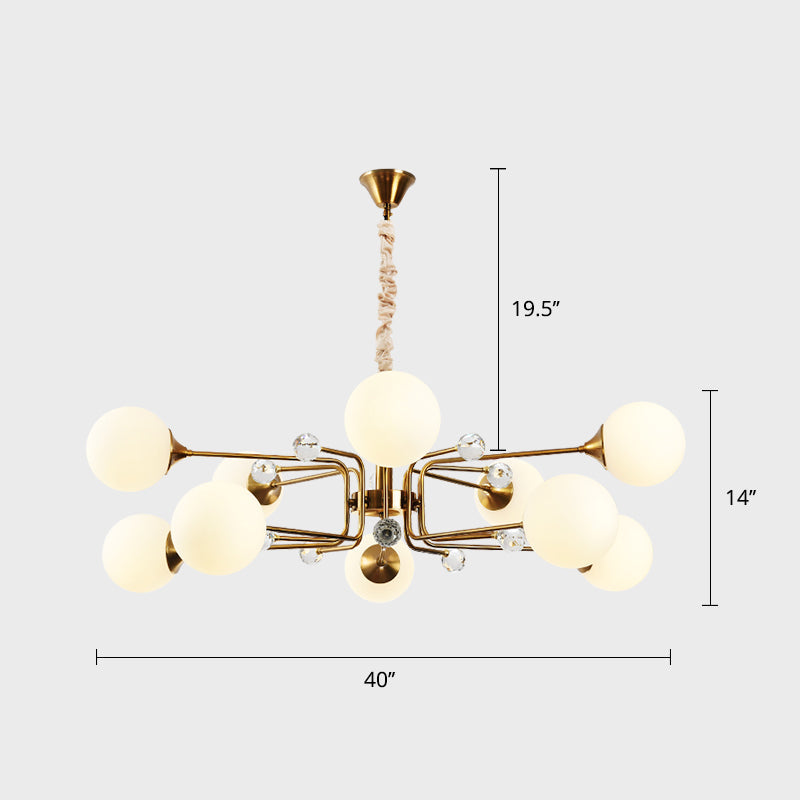 Postmodern Sputnik Ceiling Light Closed Glass Bedroom Chandelier in Brass - Rebooters