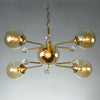 Postmodern Sputnik Ceiling Light Closed Glass Bedroom Chandelier in Brass - Rebooters