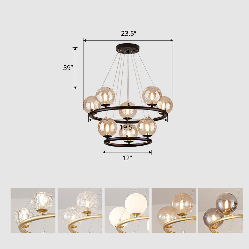 Circular Metal Pendant Chandelier Postmodern Light Fixture - Rebooters