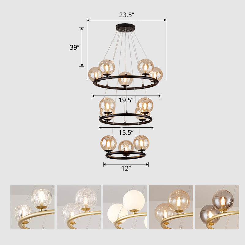 Circular Metal Pendant Chandelier Postmodern Light Fixture - Rebooters