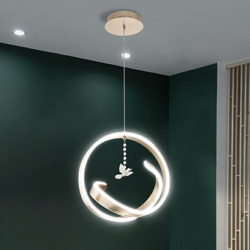 Art Deco Loop Shaped Pendant Lighting Fixture Metallic Dining Room LED Chandelier - Rebooters