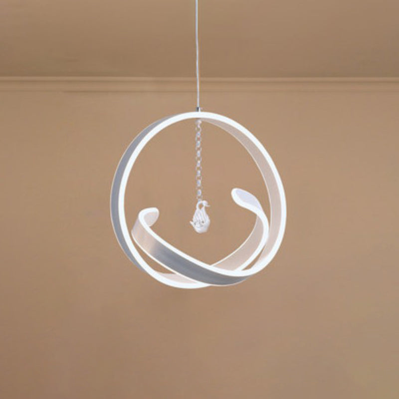 Art Deco Loop Shaped Pendant Lighting Fixture Metallic Dining Room LED Chandelier - Rebooters