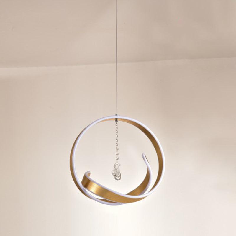 Art Deco Loop Shaped Pendant Lighting Fixture Metallic Dining Room LED Chandelier - Rebooters