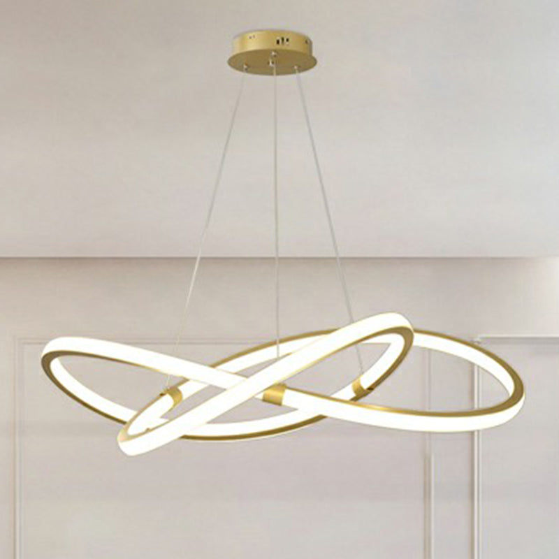 Twined LED Ceiling Chandelier Nordic Aluminum Bedroom Light Gold - Rebooters