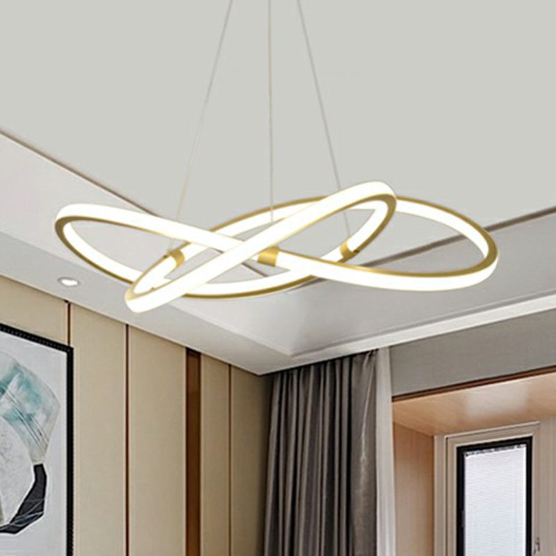 Twined LED Ceiling Chandelier Nordic Aluminum Bedroom Light Gold - Rebooters