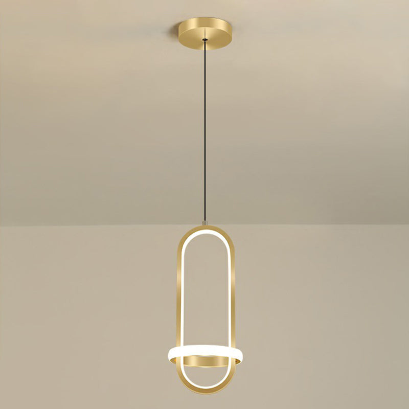 Simple Oblong LED Pendulum Light Metal Bedside Pendant Chandelier - Rebooters