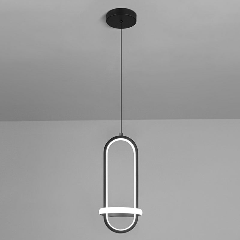 Simple Oblong LED Pendulum Light Metal Bedside Pendant Chandelier - Rebooters