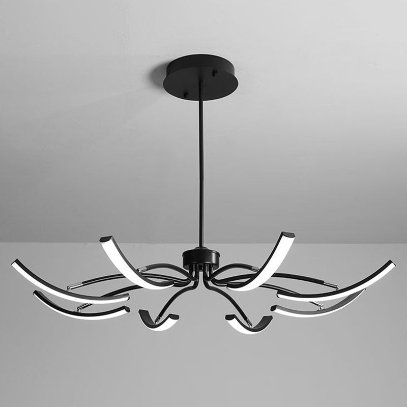 Rotating Stick LED Chandelier Minimalist Acrylic Lamp Black - Rebooters