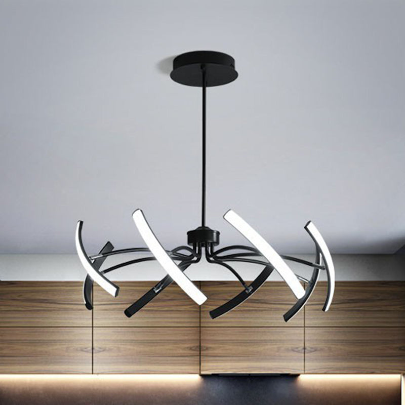 Rotating Stick LED Chandelier Minimalist Acrylic Lamp Black - Rebooters