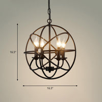 6 Bulbs Wrought Iron Chandelier Industrial Orbit Globe Light - Rebooters