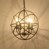 6 Bulbs Wrought Iron Chandelier Industrial Orbit Globe Light - Rebooters