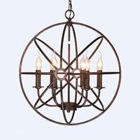 6 Bulbs Wrought Iron Chandelier Industrial Orbit Globe Light - Rebooters