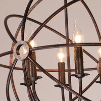6 Bulbs Wrought Iron Chandelier Industrial Orbit Globe Light - Rebooters