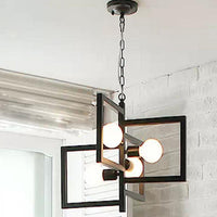 4-Light Square Pendant Lighting Industrial Metal Chandelier - Rebooters