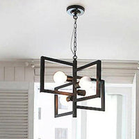 4-Light Square Pendant Lighting Industrial Metal Chandelier - Rebooters